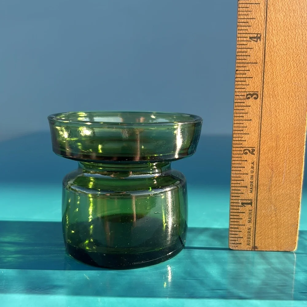 Vintage Dansk Designs Denmark Set Of 6 Green Glass Candleholders